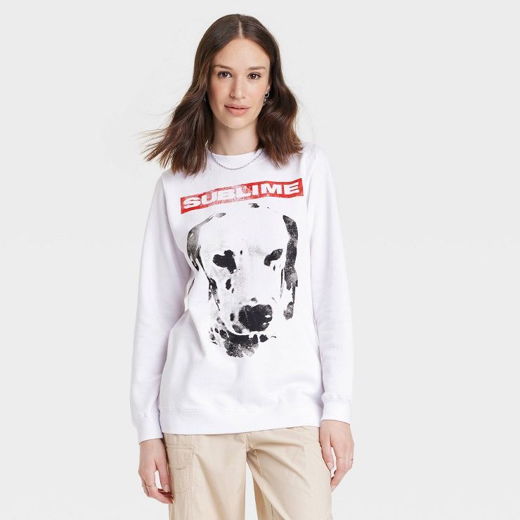 Women's Sublime Oversized Dalmation Graphic Sweatshirt - White | Target