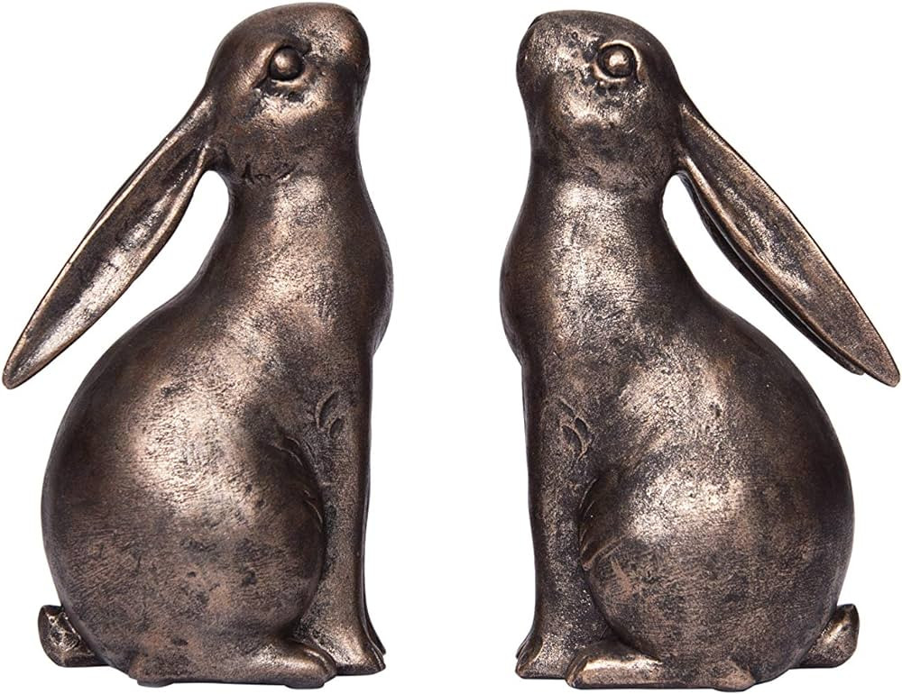 Creative Co-Op Decorative Resin Rabbit Bookends, Bronze, Set of 2 | Amazon (US)