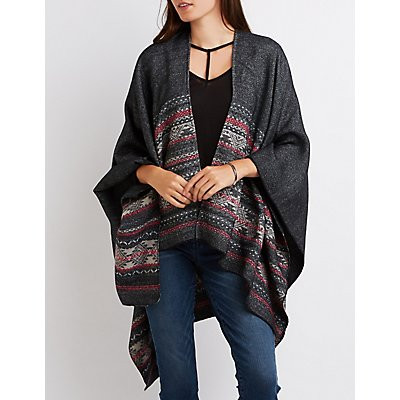 Aztec Open Poncho Cardigan | Charlotte Russe