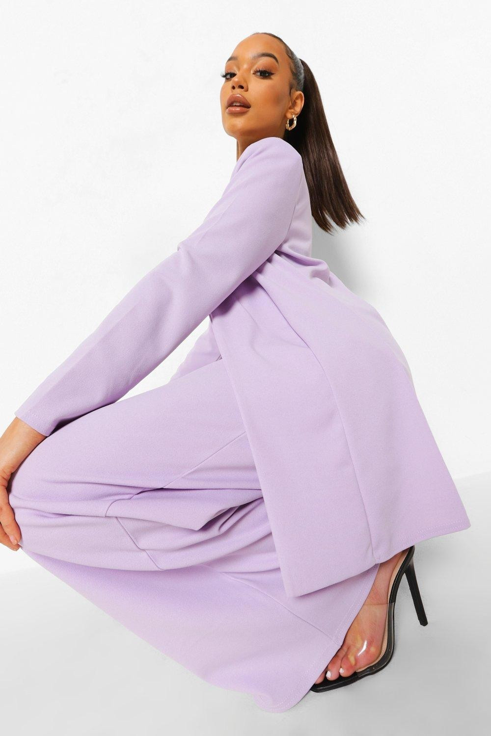 Womens Fitted Collarless Blazer - Purple - 4 | Boohoo.com (US & CA)