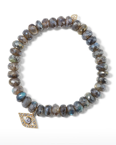 Sydney Evan Mystic Labradorite and Diamond Evil Eye Bracelet | Neiman Marcus