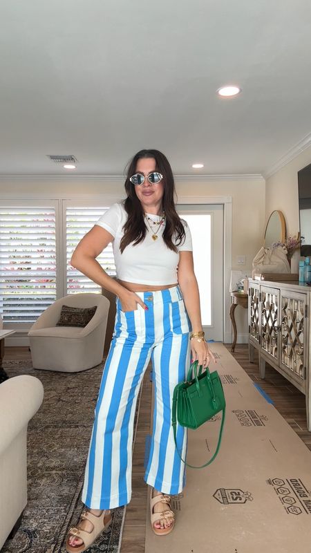 Outfit of the Day May 29th - wearing a size 27 in these striped pants!