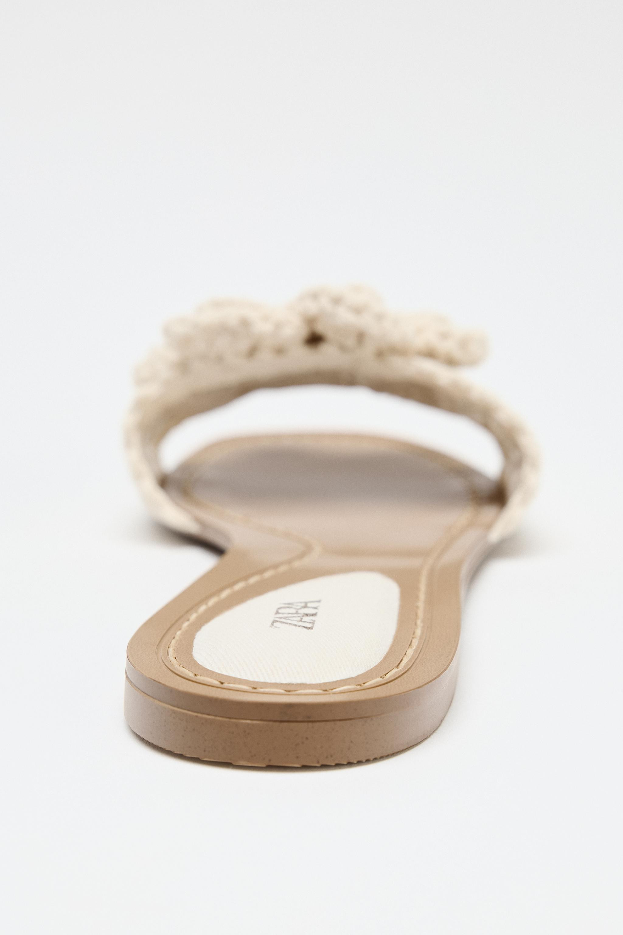 CROCHET BOW FLAT SANDALS | Zara US