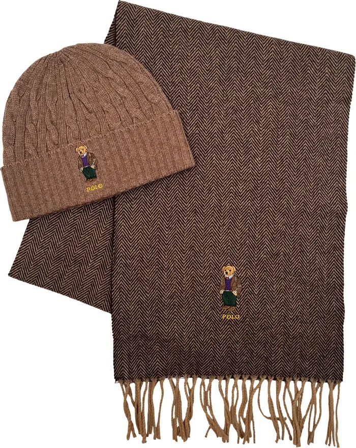 Gents Bear Scarf & Beanie Boxed Gift Set | Nordstrom