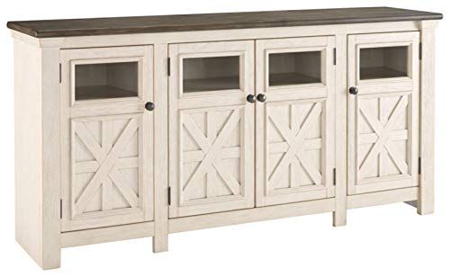 Signature Design by Ashley Bolanburg Two Tone Farmhouse TV Stand, Fits TVs up to 72", 3 Cabinets ... | Amazon (US)