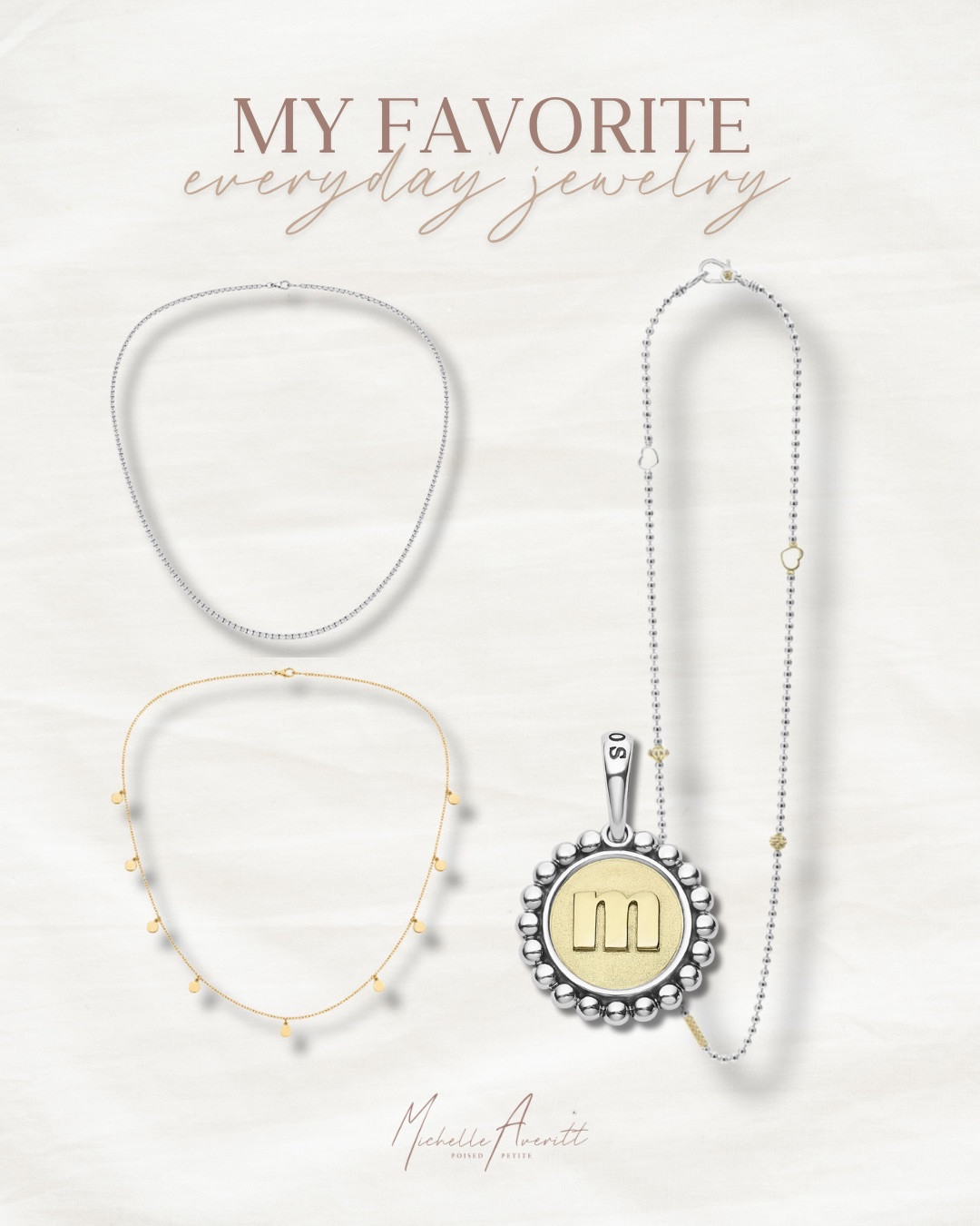 There is something about the smallest finishing touches that can completely change the feel of an outfit! 

I have been gravitating toward delicate gold and silver necklaces that add just the right hint of shine, along with personalized jewelry that feels thoughtful and uniquely mine. It is all about subtle pieces that carry meaning while still keeping things clean, minimal, and polished. Whether I am keeping it simple or adding a bit more texture, these are the everyday staples I reach for to make everything feel a little more intentional and put together.

Staple necklaces, must have jewelry, fashion over 40

#LTKgrwm #LTKootd #LTKOver40
