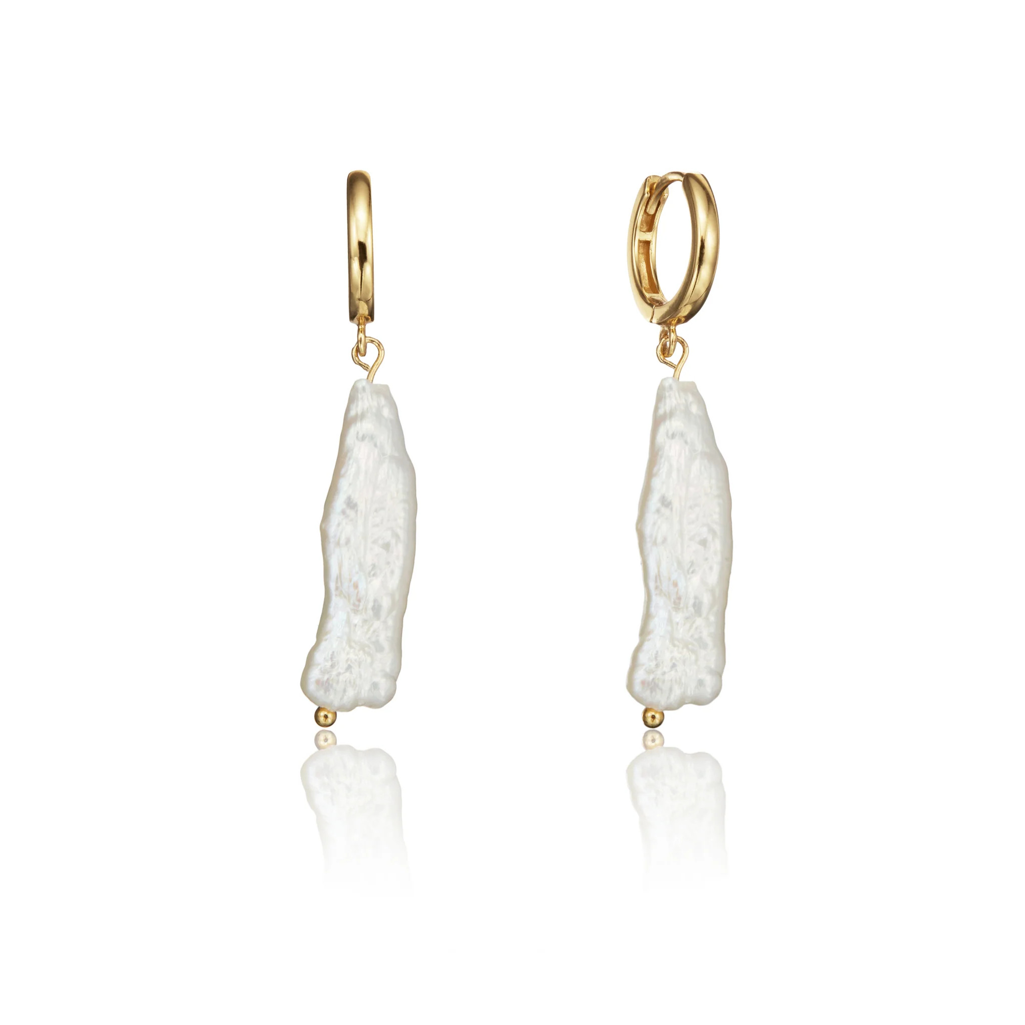 Gold Baroque Pearl Shard Hoop Earrings | Lily & Roo