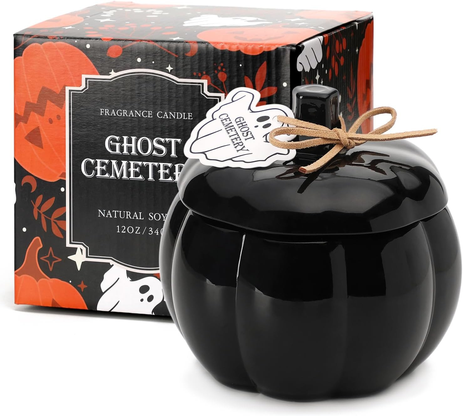 Fall Pumpkin Shaped Candle Halloween Fall Vanilla Pumpkin Spice Candle Farmhouse Thanksgiving Scented 12oz Autumn Decoration Gift | Amazon (US)
