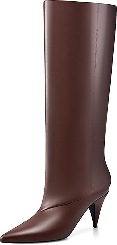 MIRAAZZURRA Womens Knee High Boots Pointed Toe Slouchy Boots for Women Wide Calf Cone Heel Pull o... | Amazon (US)