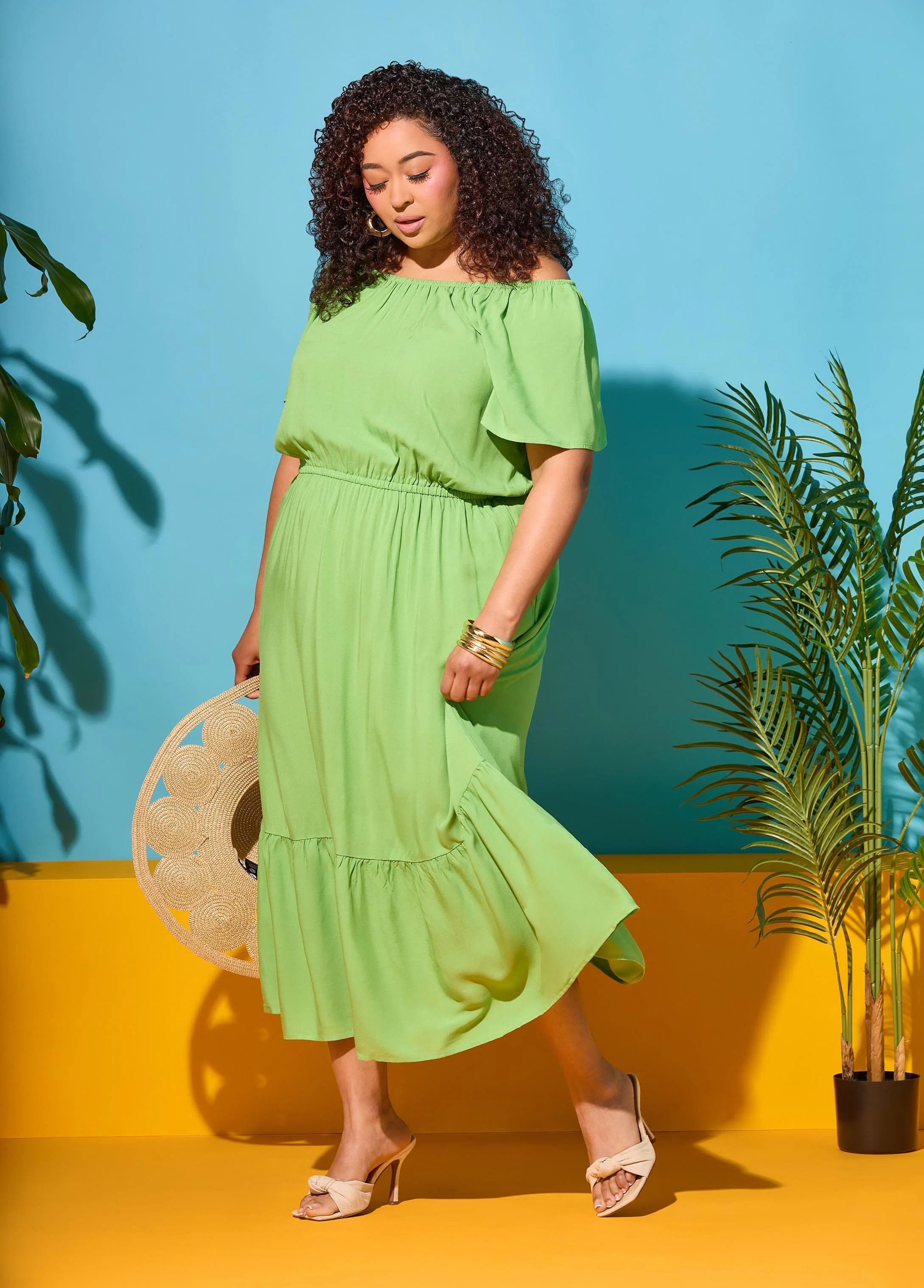 Off The Shoulder Maxi Dress | Ashley Stewart