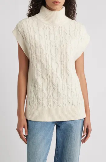 Cable Sleeveless Mock Neck Sweater | Nordstrom