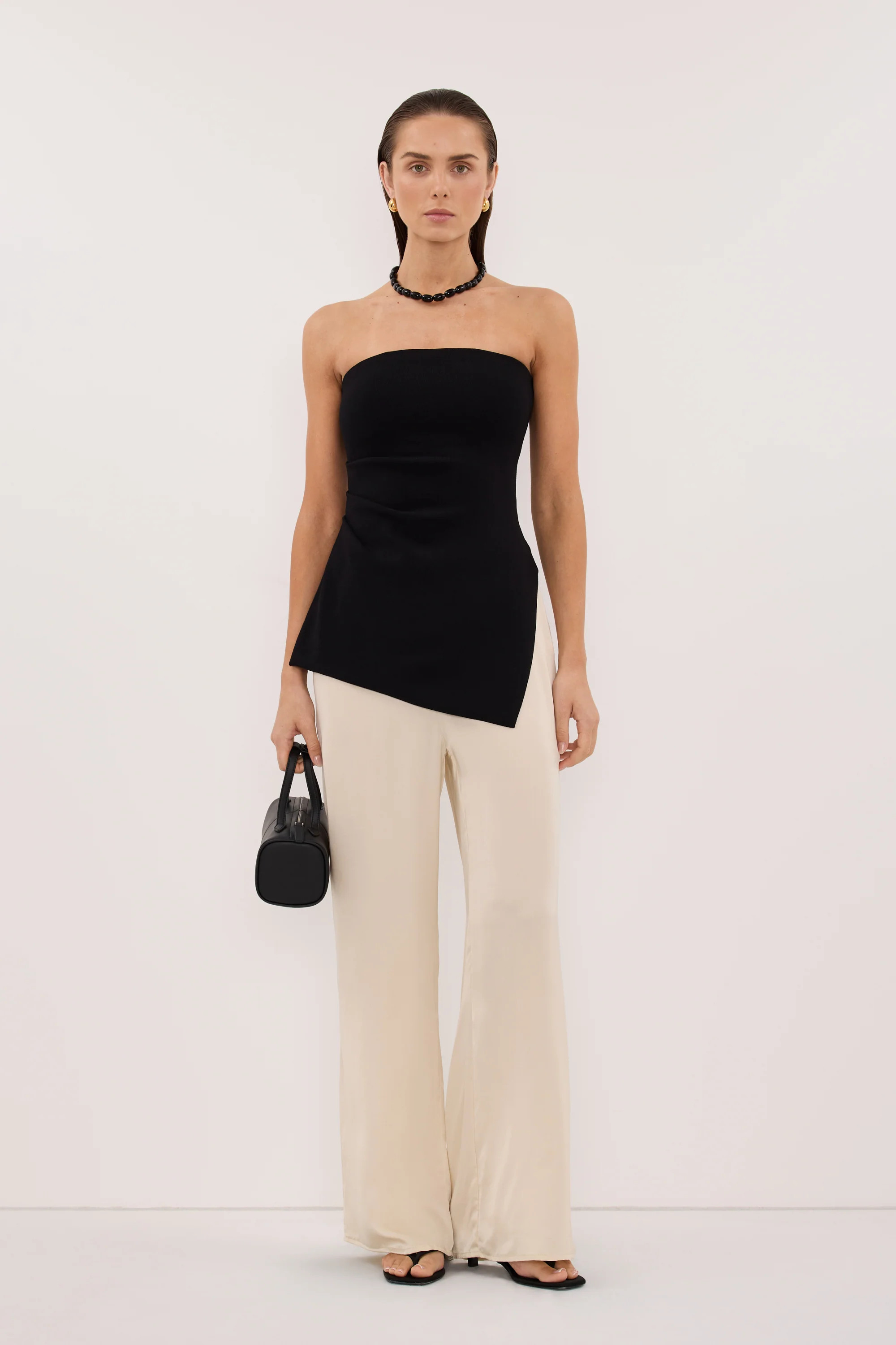 LUKE BLACK LONGLINE BANDEAU TOP | DISSH