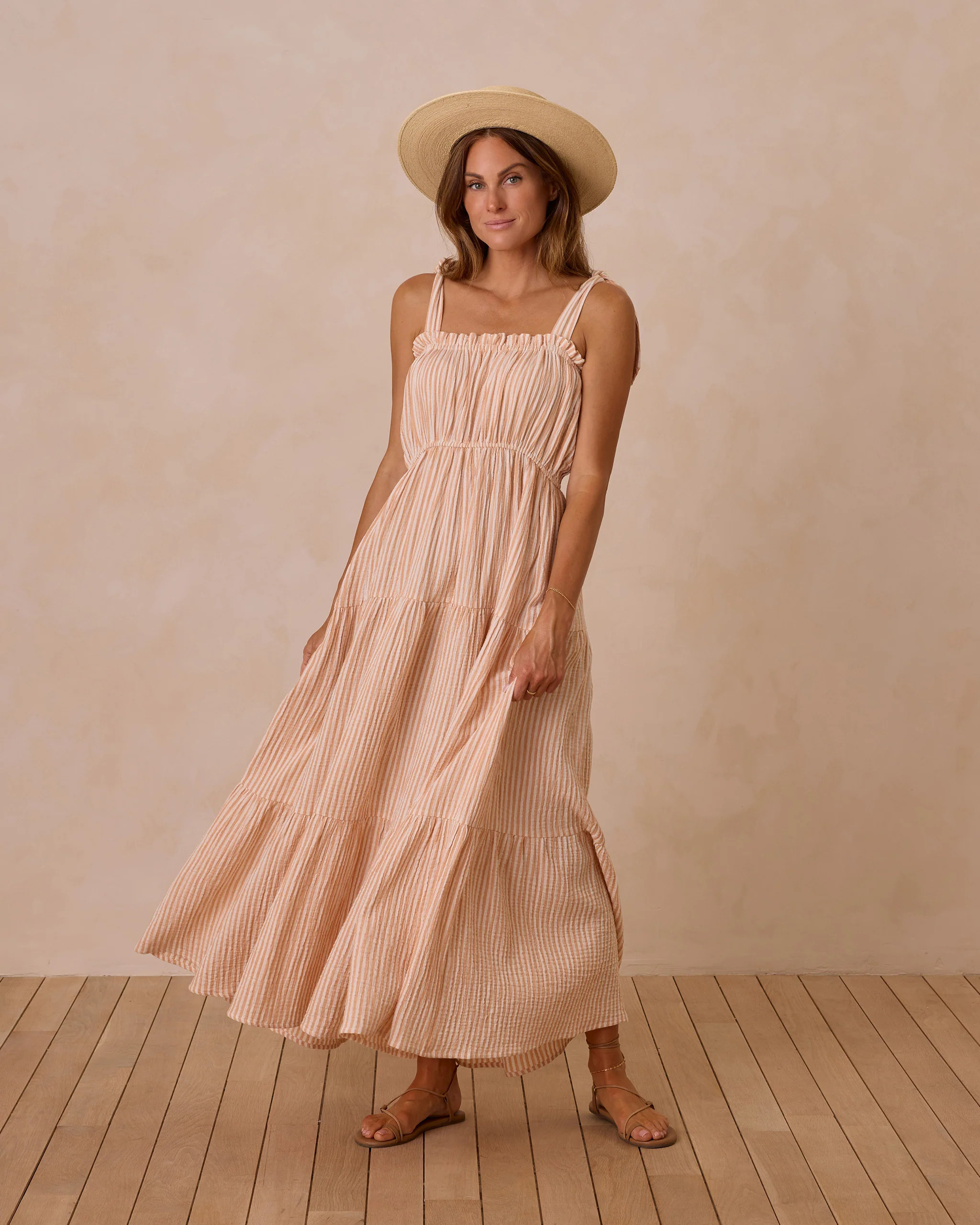 Delphina Dress | Grapefruit Stripe | Rylee + Cru