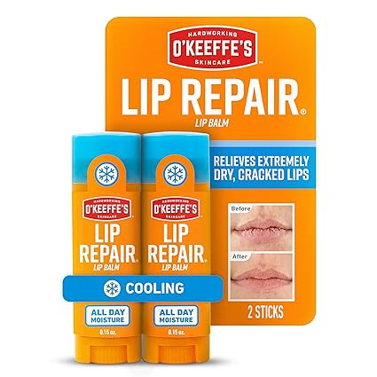 O'Keeffe's Lip Repair Lip Balm With Cooling Relief for Dry, Cracked Lips - Stick (Twin Pack) - Mo... | Amazon (US)