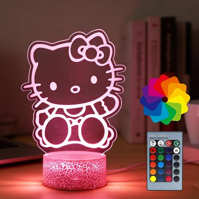 Cat Night Light - 16 Colors Change Decor Kitty Cute Lamp with Remote, Dim Control, 3D Illusion LE... | Amazon (US)