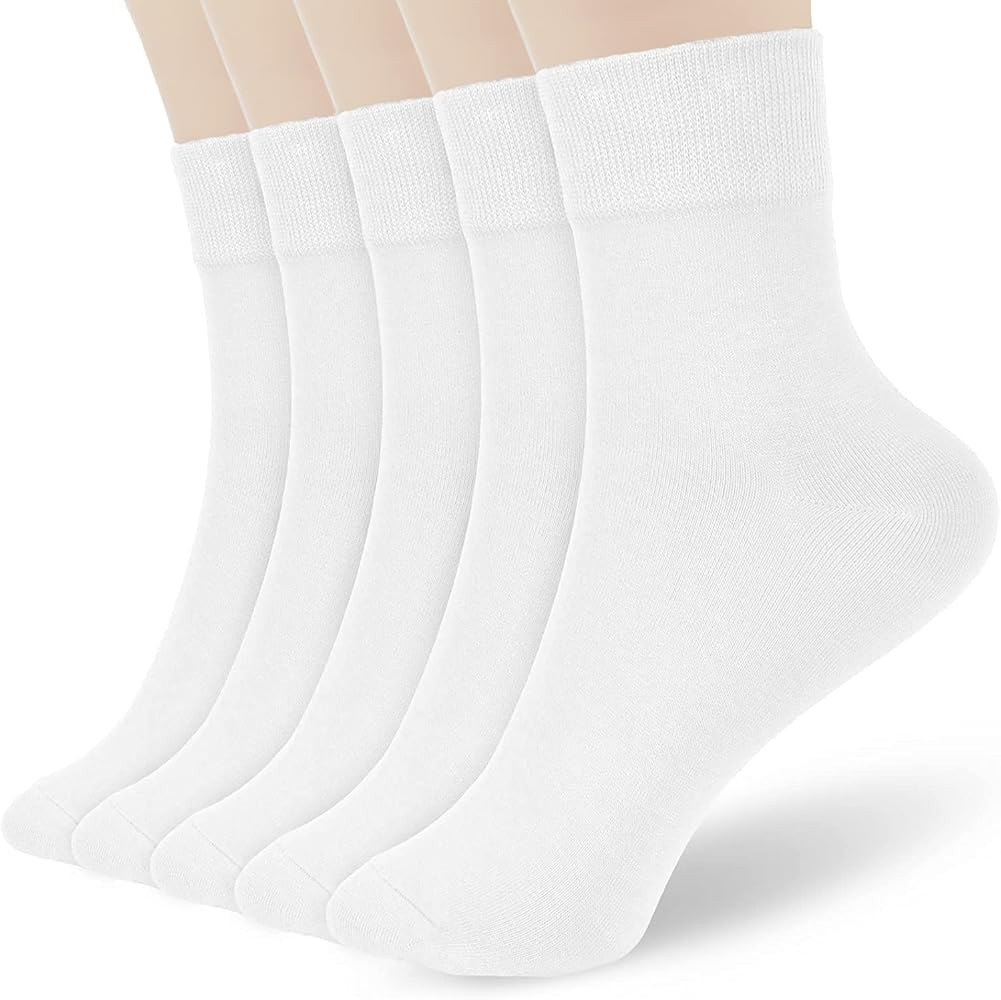 FGZ Women Thin Cotton Socks, Soft Cotton Bootie Socks Women Above Ankle Crew Socks 5-10 Pairs | Amazon (US)