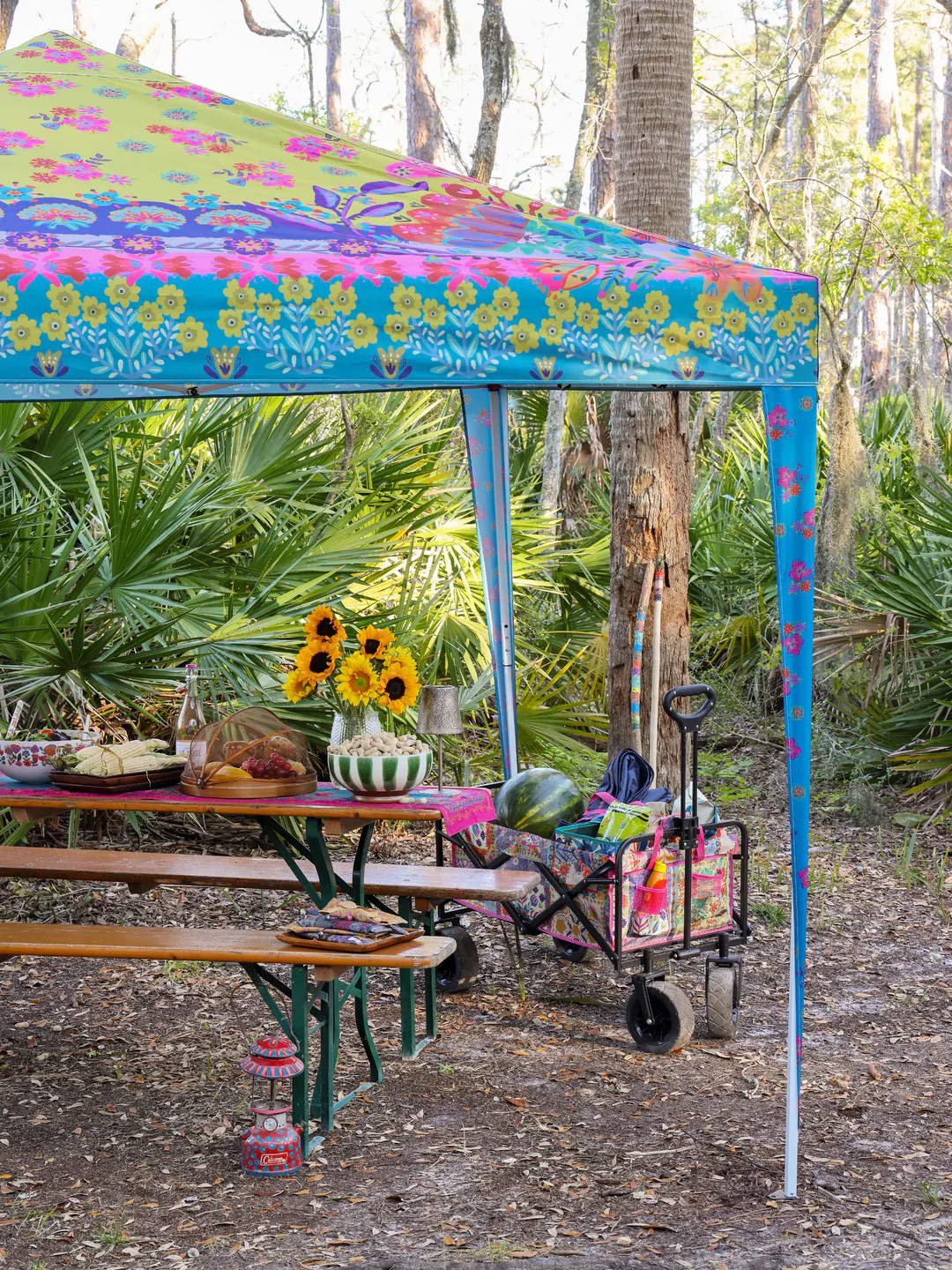 Live Happy Instant Canopy Tent - Dark Teal Floral | Natural Life