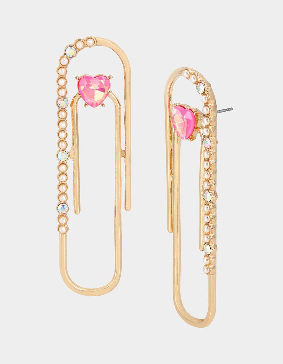 BACK TO COOL PAPER CLIP EARRINGS PINK | Betsey Johnson