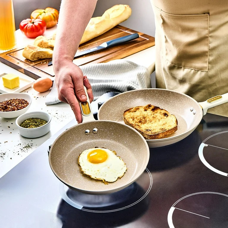 Thyme & Table 8"  Ceramic Non-Stick Granite Collection Non-Toxic  Fry Pan - Taupe & Gold | Walmart (US)