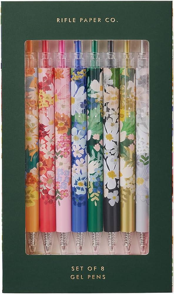 RIFLE PAPER CO. Margaux Gel Pen Set of 8 - Boxed Set of 8 Different Colored Retractable Gel Pens,... | Amazon (US)