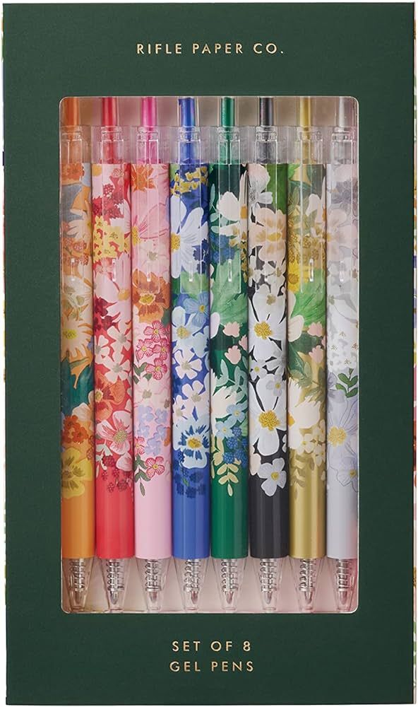 RIFLE PAPER CO. Margaux Gel Pen Set of 8 - Boxed Set of 8 Different Colored Retractable Gel Pens,... | Amazon (US)