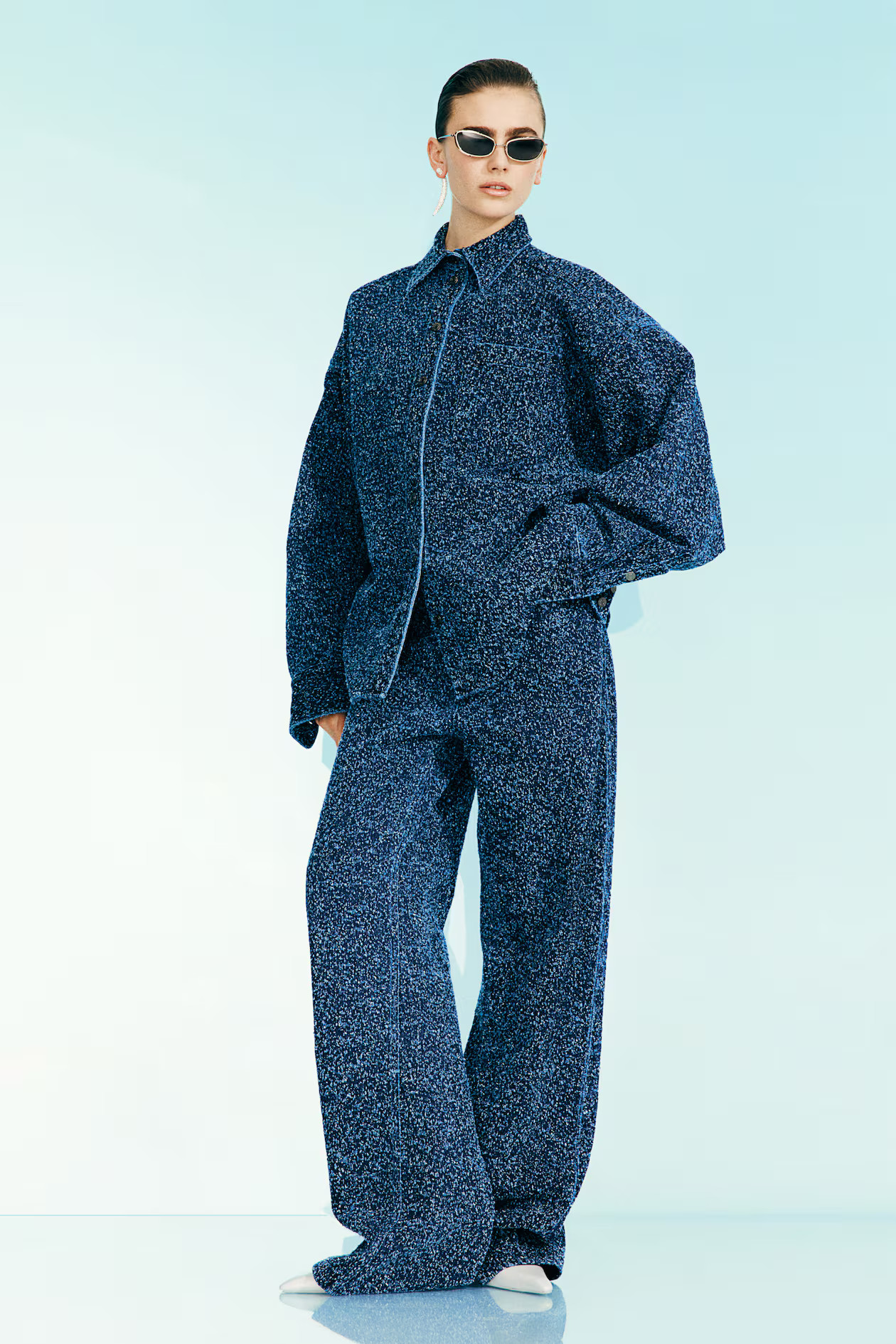 Wide Bouclé Denim Jeans - Denim blue - Ladies | H&M US | H&M (US + CA)