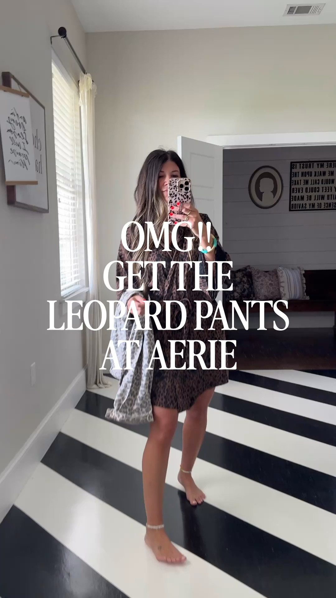 @Aerie leopard pants! Size down 1, these run big! Wearing xxs 
Code Michelle15 on Mama hat
Cutest pants for teacher outfits!

#LTKootd #LTKOver40 #LTKmomlife