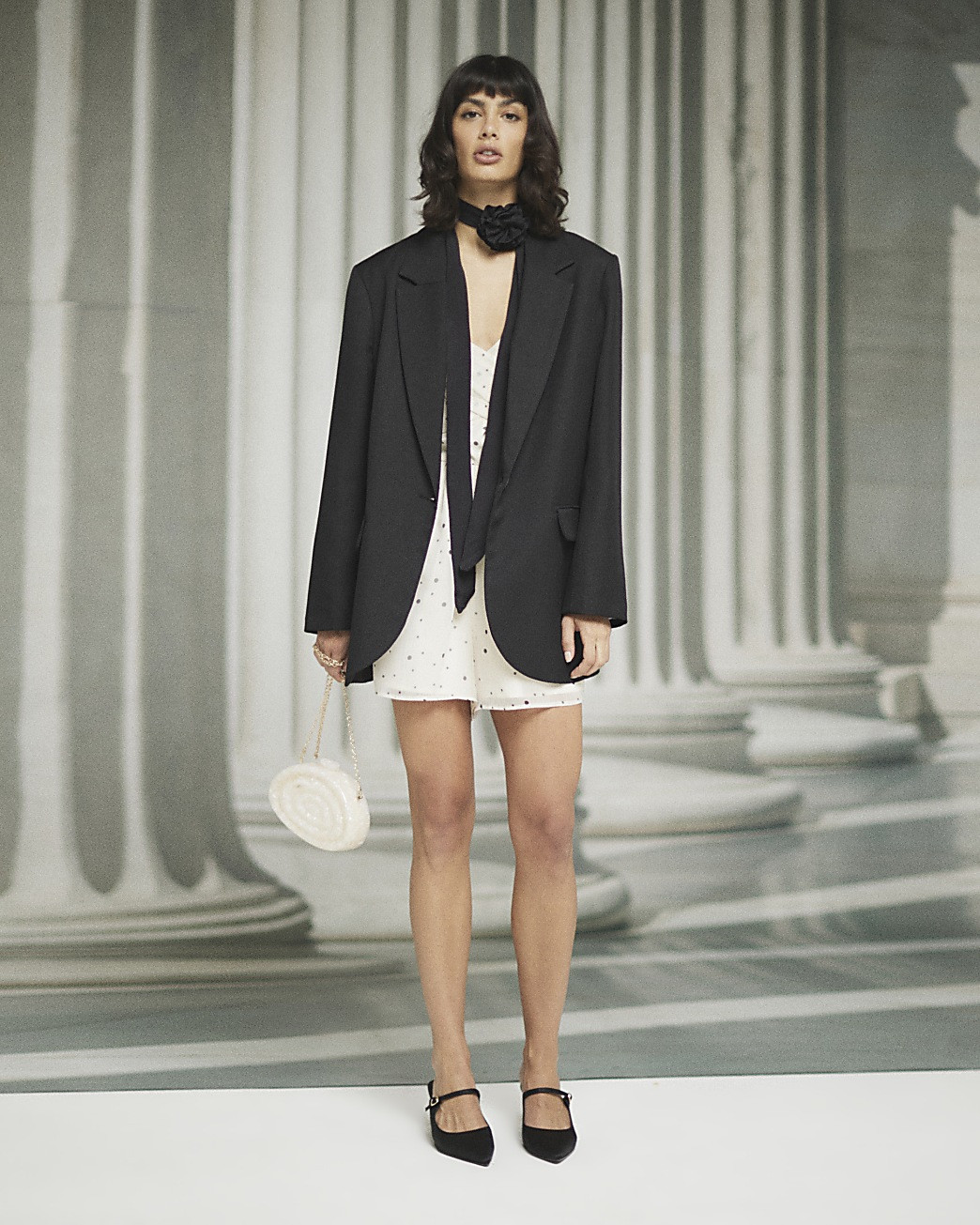 Black rolled sleeve blazer | River Island (UK & IE)