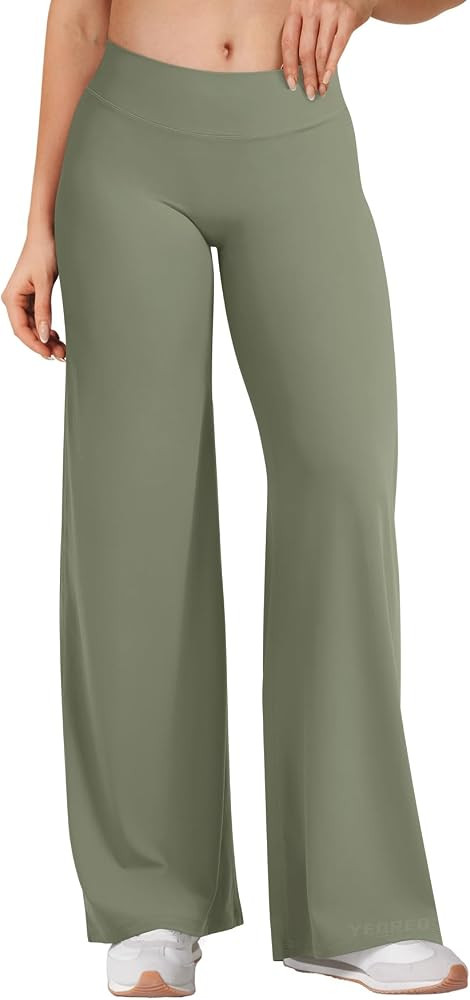 YEOREO Ease Women's Low Rise Straight Leggings Bottoms Workout No Front Seam 31.5"/33" Wide Leg G... | Amazon (US)