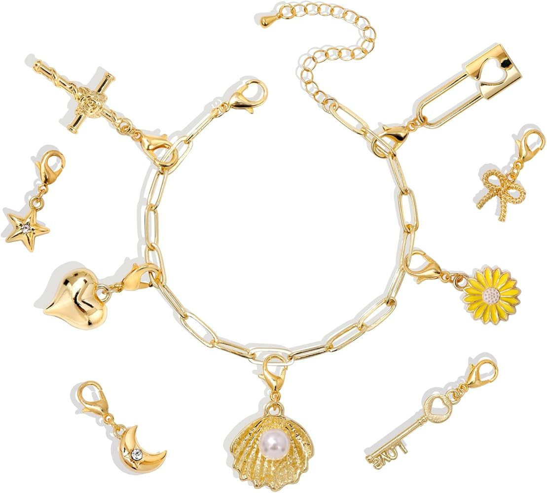 Raicegs Charm Bracelet for Women Gold Bracelet Chain Link Bracelet Summer Beach Jewelry Gift for ... | Amazon (US)