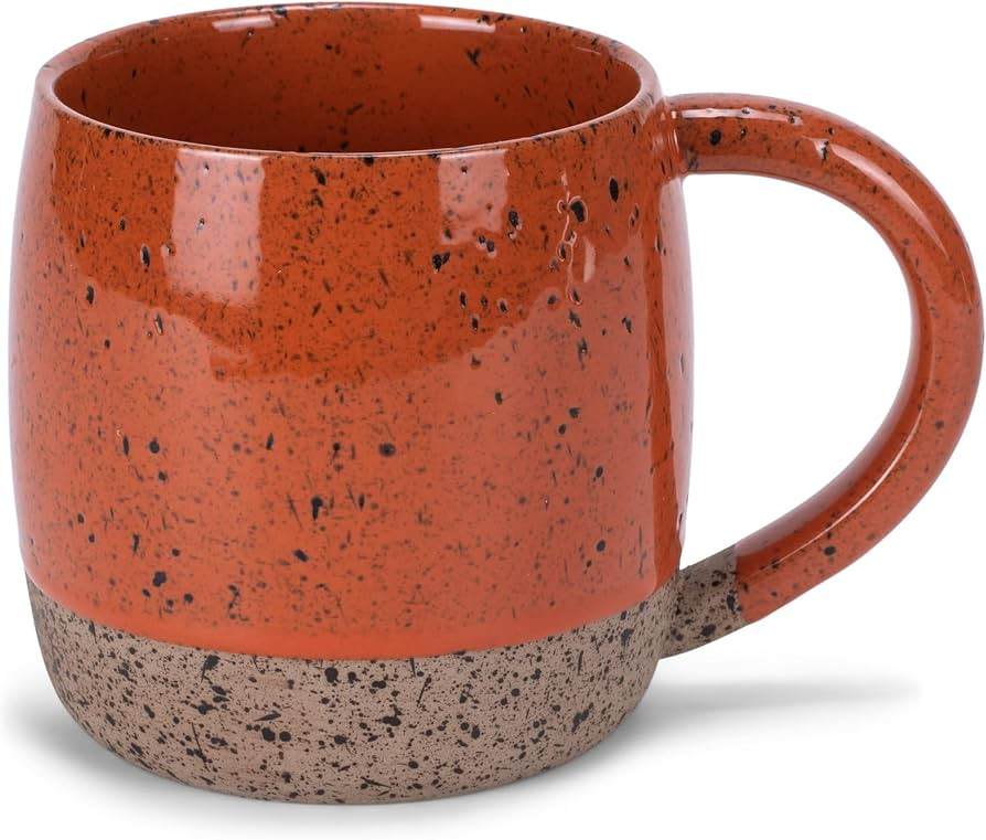 Elanze Designs Speckled Raw Bottom 17 ounce Ceramic Mug, Burnt Orange | Amazon (US)