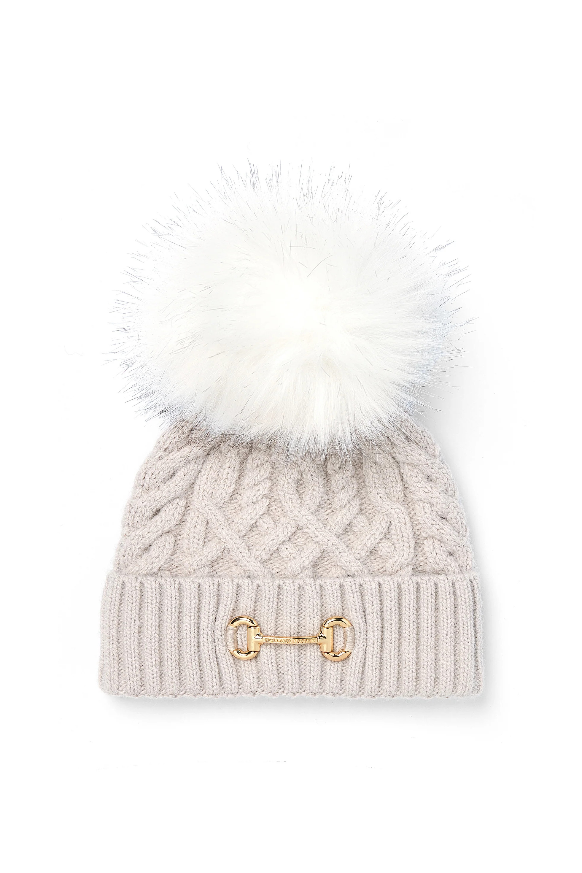 Horsebit Bobble Hat (Taupe) | Holland Cooper