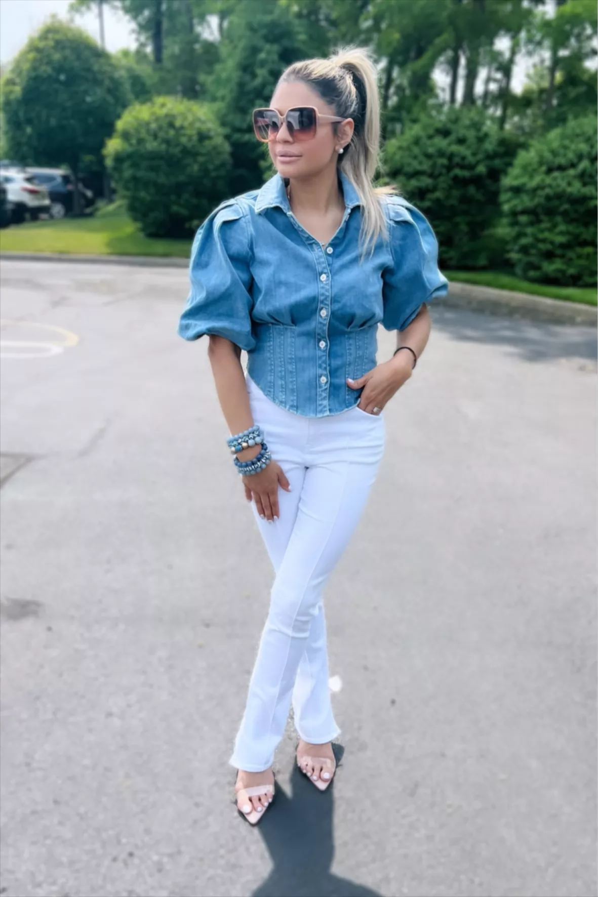 Modern Puff Sleeve Denim Top and … curated on LTK