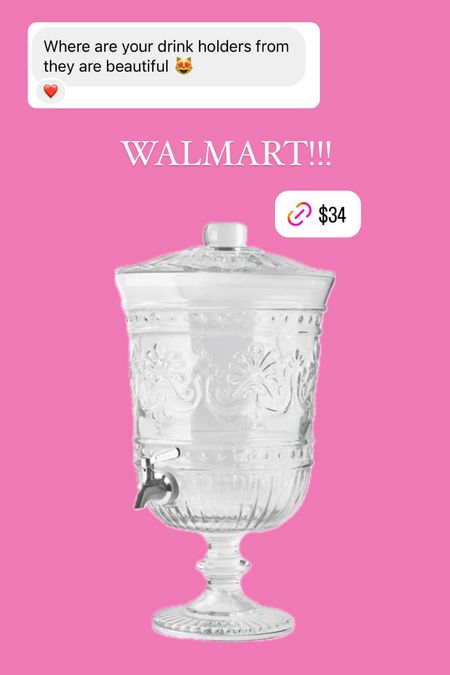 This $34 drink dispenser from Walmart is amazing!!! Super high quality and made of glass!!! Perfect for your summer picnics, parties and bbqs 

#LTKSeasonal #LTKHome #LTKParties