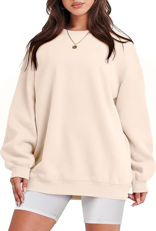 Caracilia Women Sweatshirts Crewneck Long Sleeve Oversized Fleece Hoodies 2024 Fall Fashion Pullo... | Amazon (US)