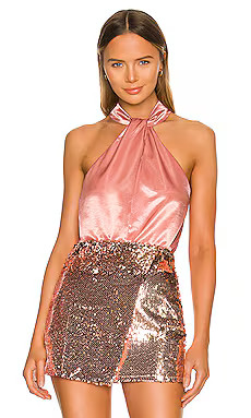 MORE TO COME Devon Halter Bodsuit in Rose Pink from Revolve.com | Revolve Clothing (Global)