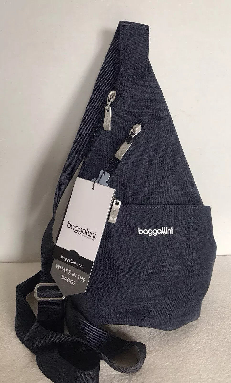 NWT~BAGGALLINI MINI SLING BAG NAVY WATERPROOF NYLON ADJ STRAP CARD PANEL   | eBay | eBay US