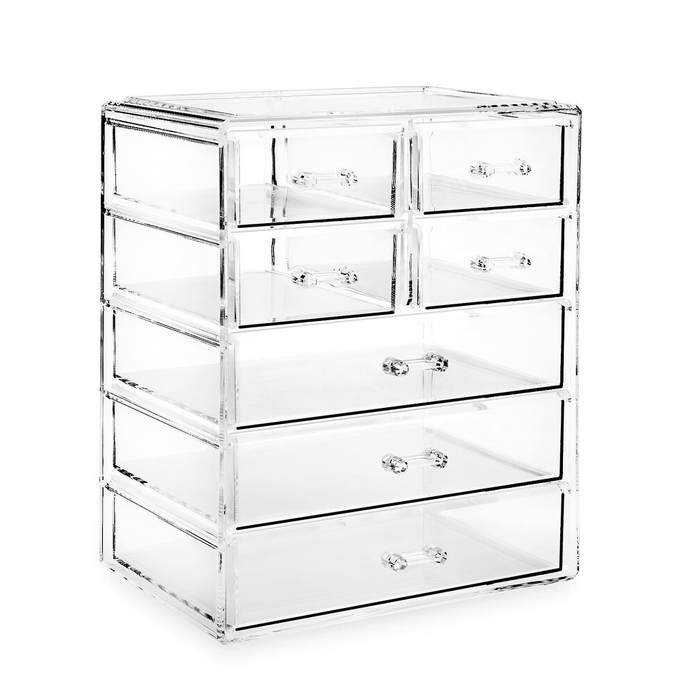 Acrylic Cosmetic Makeup Organizer Jewelry Box Storage Set - 7 Drawers (White - Makeup Organizers) | Bed Bath & Beyond