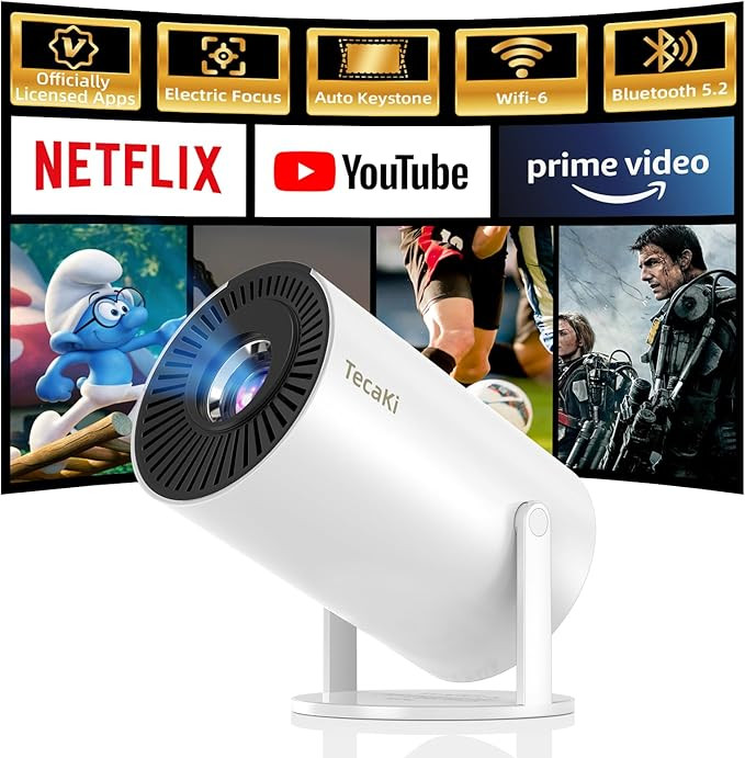 [Netflix Officially Licensed] Tecaki Mini Projector, Portable Smart Projector with WiFi and Bluet... | Amazon (US)
