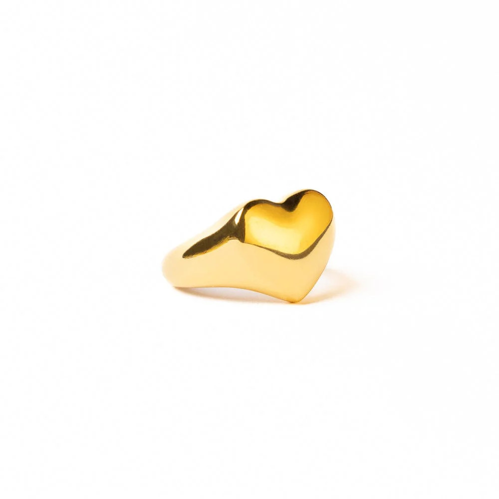 Poppy Brass Heart Statement Ring 18k Gold | INK+ALLOY