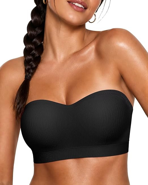 Vertvie Strapless Bra Wireless Push Up Bandeau S-Large Breast | Full Support & Coverage, Non-slip... | Amazon (US)