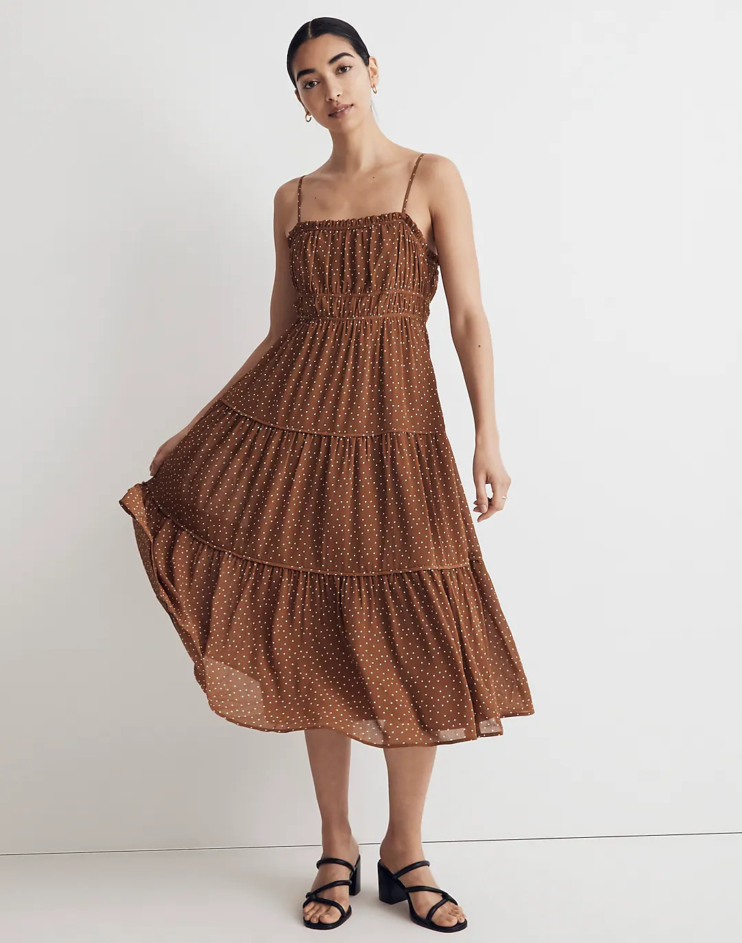 Sophia Cami Tiered Midi Dress in Dot | Madewell