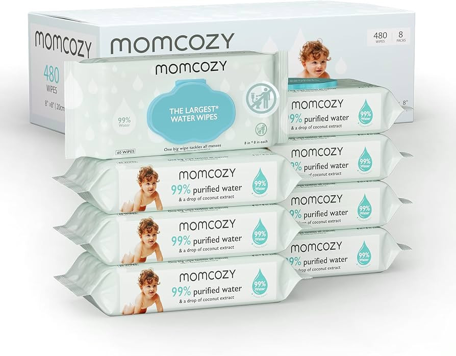Baby Wipes, Momcozy Water Wipes-Extra Large Size Design, 99% Water Based Wipes, Unscented & Hypoa... | Amazon (US)