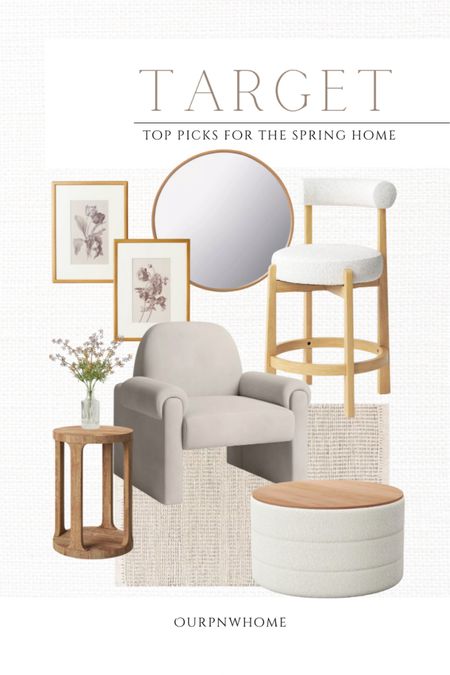 Top picks for the spring home at Target 🎯 

Neutral home, velvet accent chair, modern armchair, boucle ottoman, end table, wood accent table, side table, neutral area table, round wall mirror, floral wall art, botanical artwork, spring florals, floral arrangement, boucle counter stool, kitchen counter stool, barstool, Target home

#LTKstyletip #LTKSeasonal #LTKhome