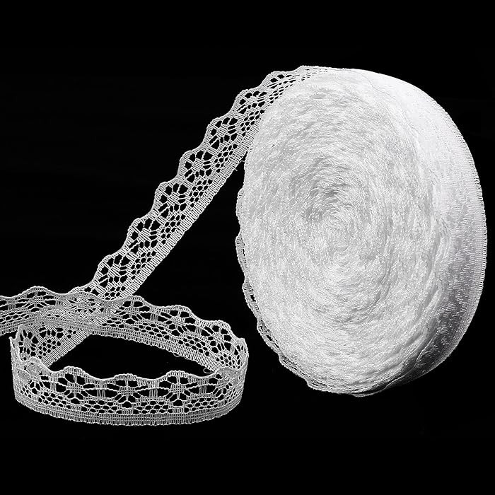 30 Yards Lace Ribbon Roll, White Lace Trim for Sewing, Laces Ribbon for Gift Wrapping Dress Decoration Wedding Sewing Crafts | Amazon (US)