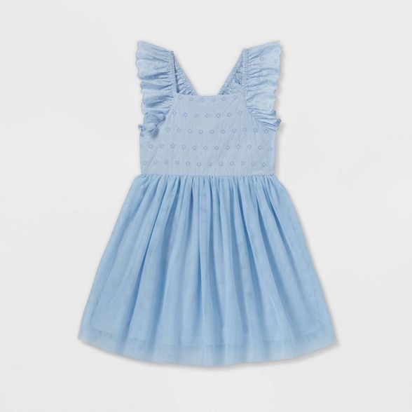 Girls' Eyelet Flutter Sleeve Tulle Dress - Cat & Jack™ | Target