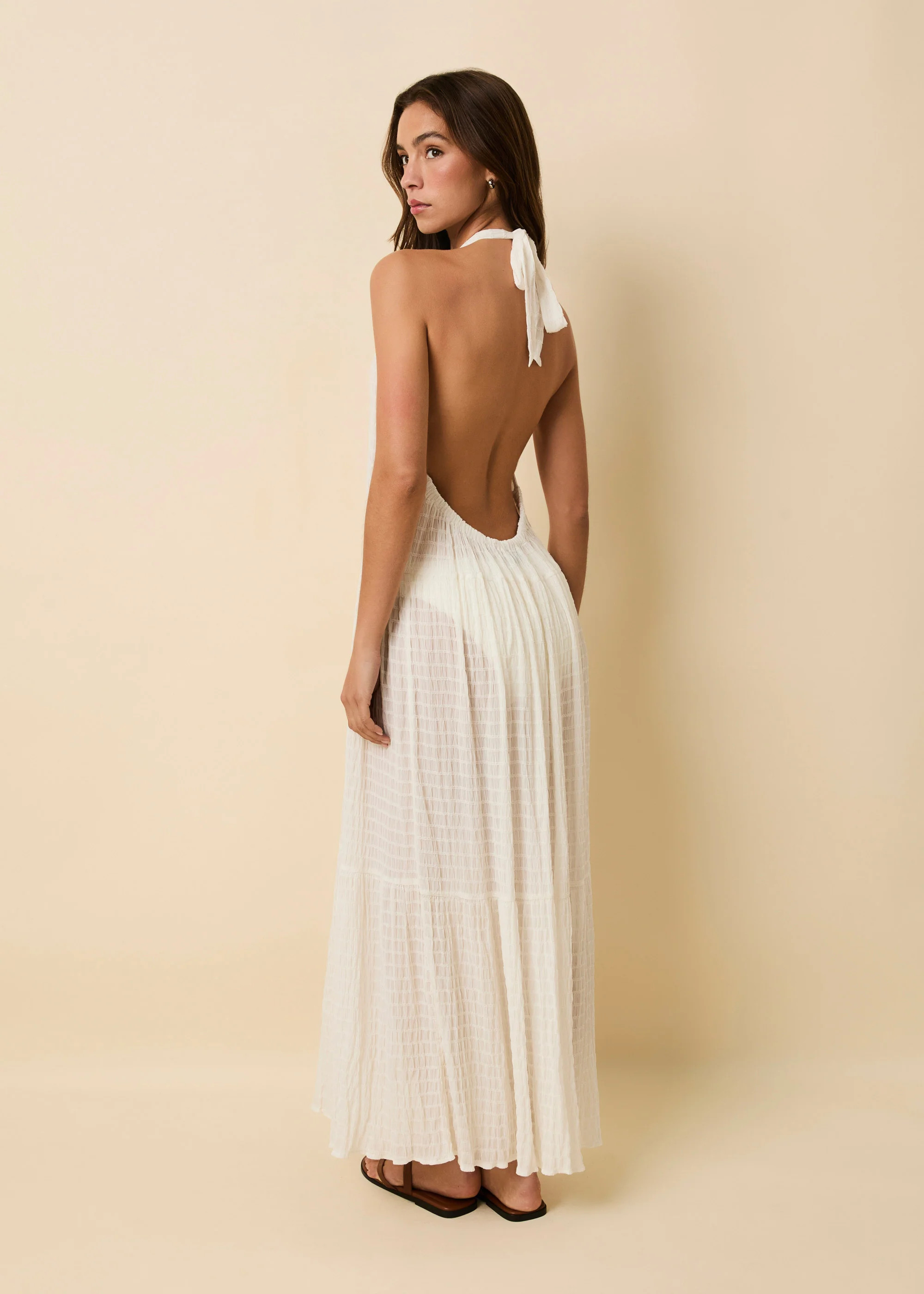Kai Dress Smocked Optic White | Solid & Striped