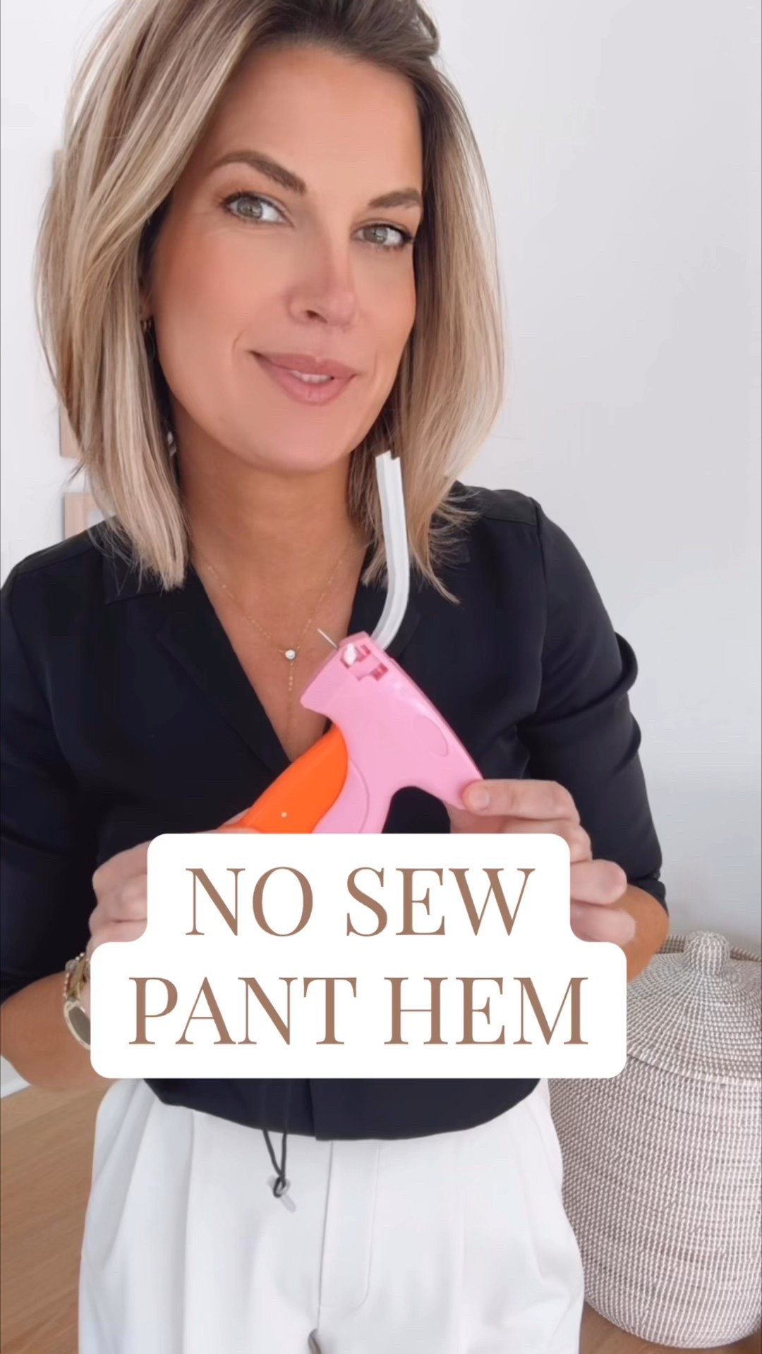 Stitch your pants in minutes without a sewing machine.  I am 5’11” wearing small tall pants and small shirt.  

#LTKOver40 #LTKTall #LTKWorkwear