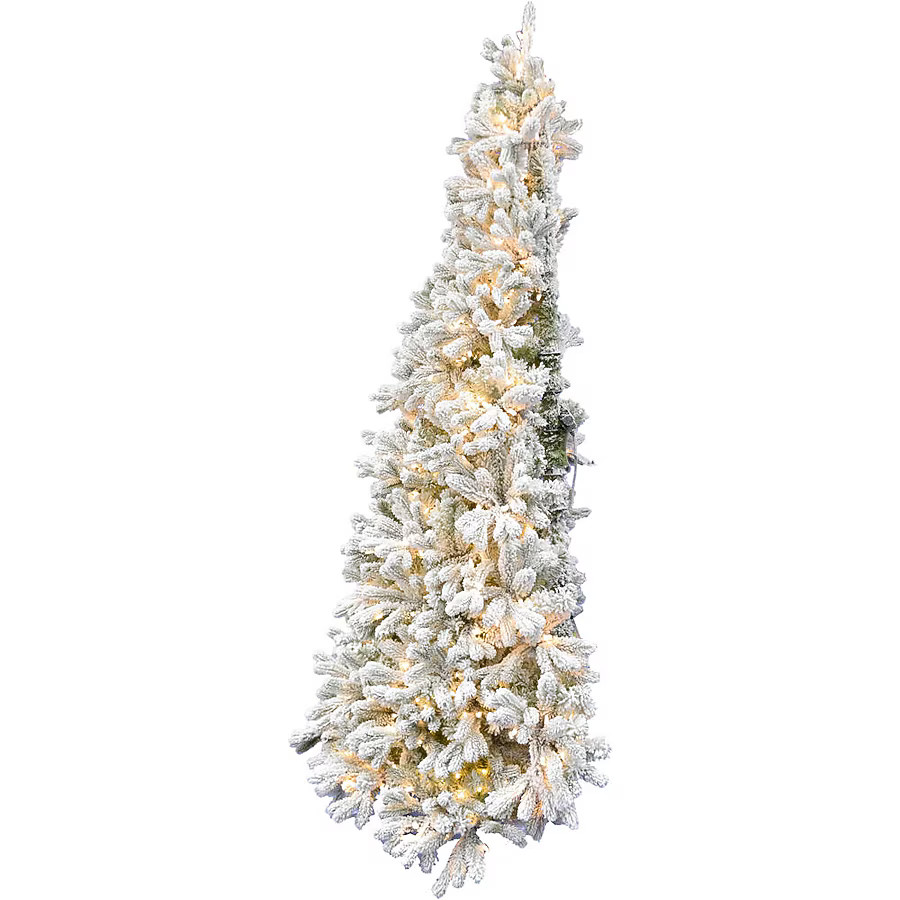 Fraser Hill Farm 6.5-ft Pine Pre-lit Flocked White Artificial Christmas Tree with White LED Light... | Lowe's