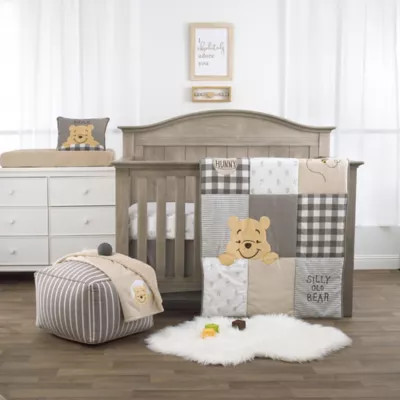 Disney Winnie The Pooh Hunny & Me 3-Piece Crib Bedding Set in Grey | buybuy BABY | buybuy BABY